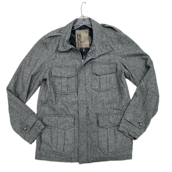 Buckle BKE Jacket Mens Medium Gray Wool Blend Western Cowboy Lined Snap And Zip - Picture 1 of 16